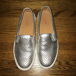 J. Crew Silver Loafers